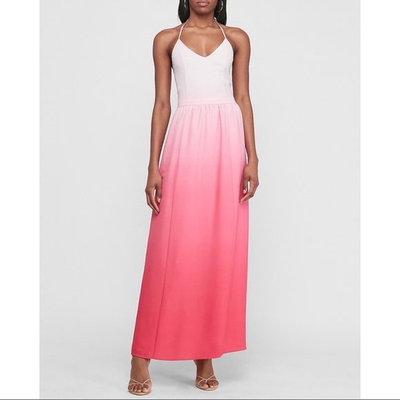 EXPRESS Ombre Halter Maxi Dress